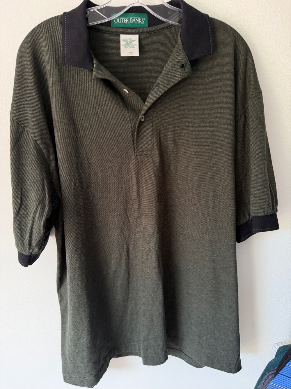 Outer Banks Men's Dark Olive Polo with Contrast Black Collar